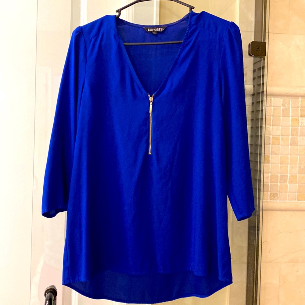Express V Neck Blue Blouse